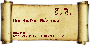 Berghofer Nándor névjegykártya